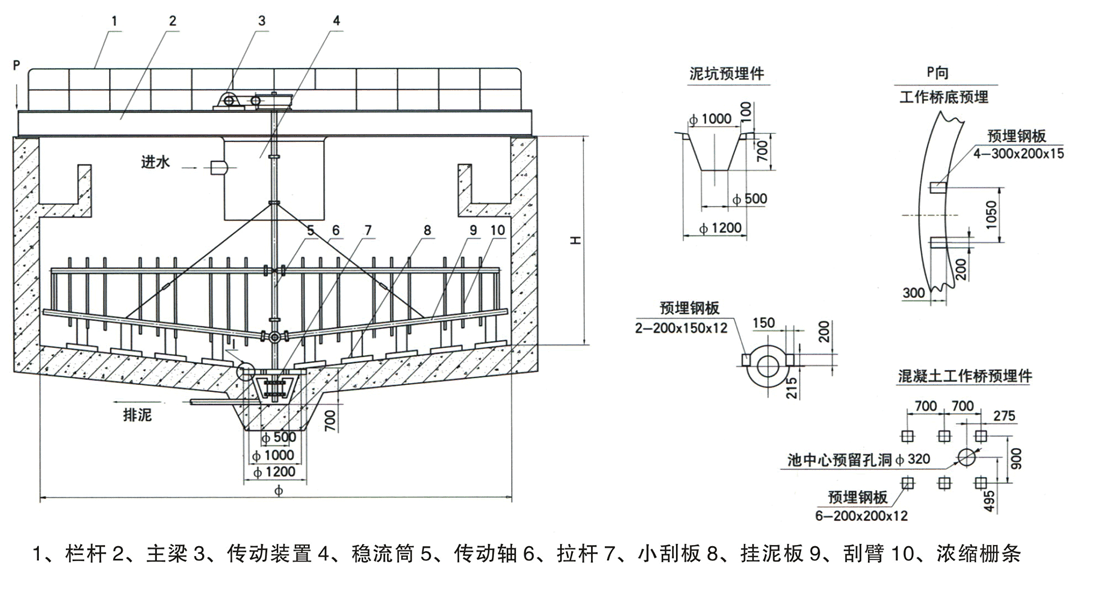 NZS型中心傳動濃縮機外形結(jié)構(gòu) NZS型中心傳動濃縮機外形結(jié)構(gòu)